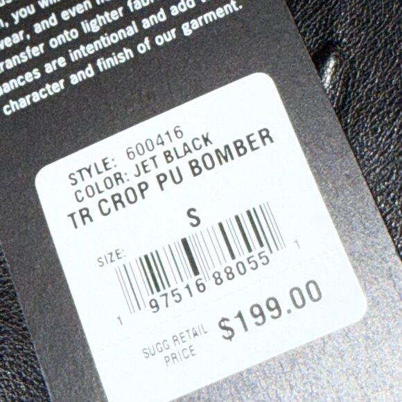 NWT True Religion Vegan Leather Cropped Bomber Jacket - Picture 11 of 14